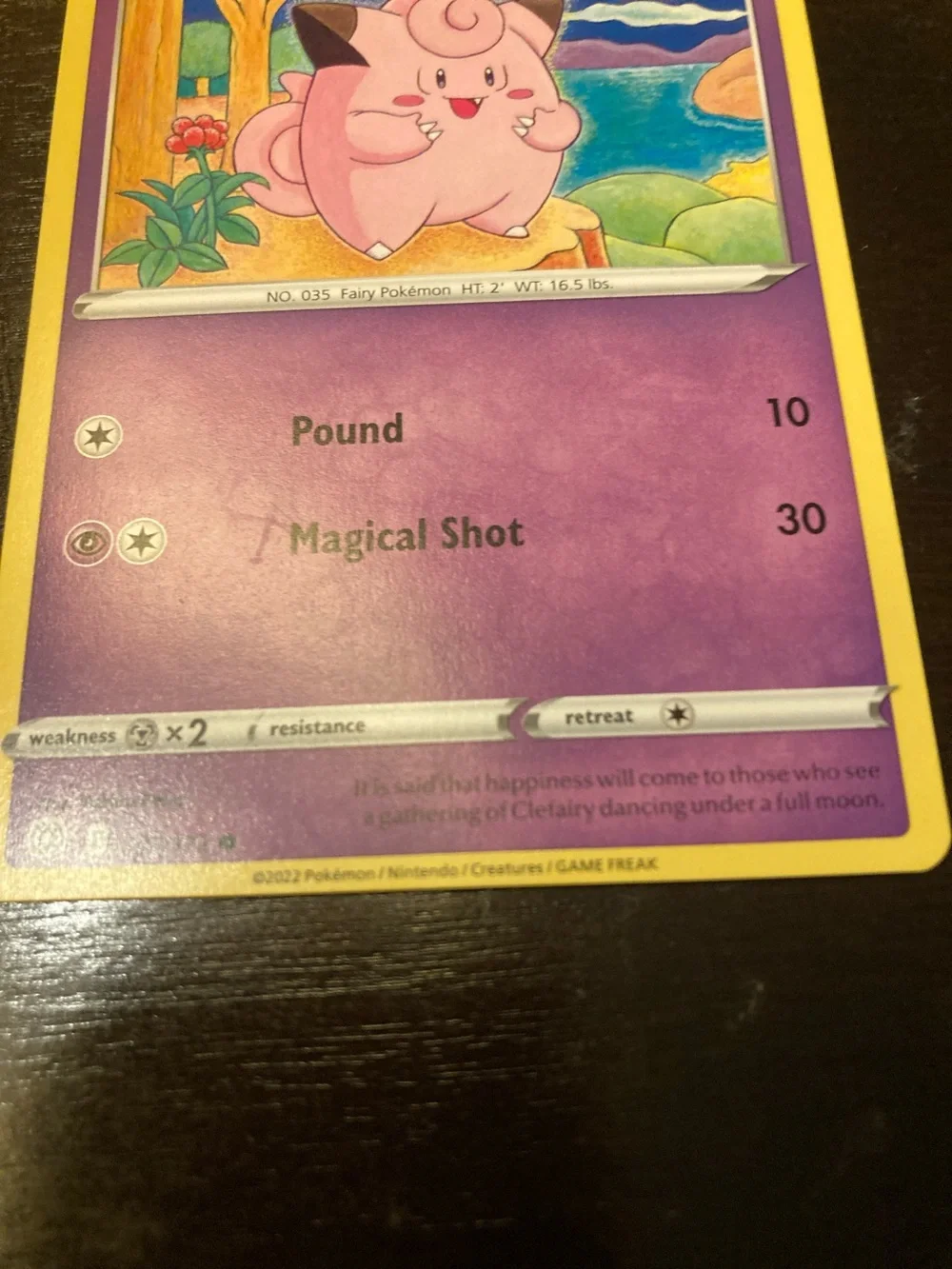 Pokemon Clefairy Card - Pink, Purple, Yellow